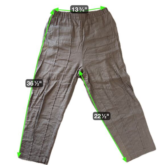 Mia inspiration Linen Blend Pants Relaxed Fit Elastic Waist Band Taupe Sz L - Picture 8 of 8